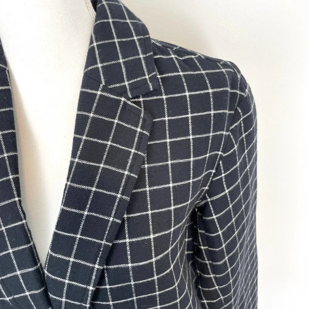 Madewell Waffleback Shaw Blazer In Windowpane Black White Size XXS New - Picture 5 of 16